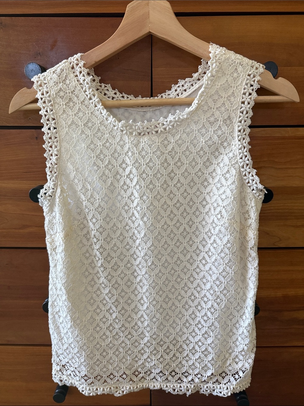Merona Cream Crochet Lace Sleeveless Tank Size XS